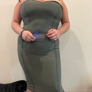 Strapless green maxi dress